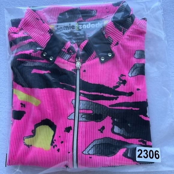 Jamie Sadock Golf Shirt Women XL Multicolor Abstract Short Sleeve Top Zip Neck - Picture 13 of 13